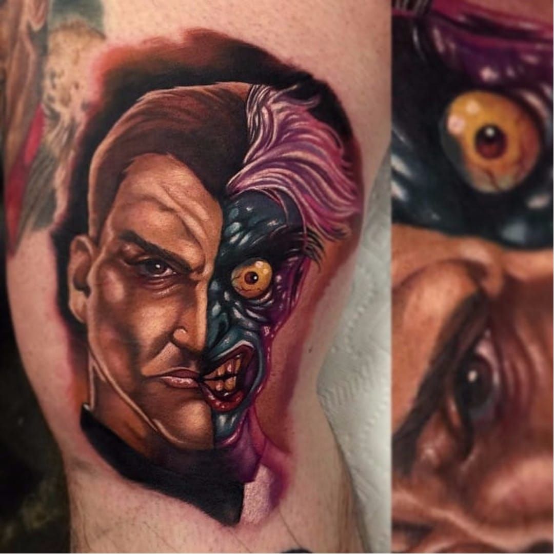 TwoFace Harveydent Tattoo by Bhavesh kalma  Tattoos Joker tattoo Two  face batman