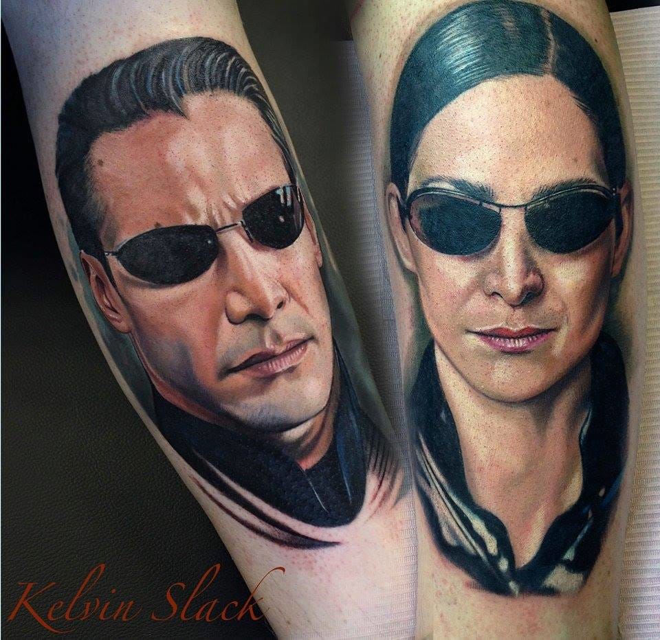 Badass Matrix tattoos by Kelvin Slack #movie #movietattoo #matric #kelvinslack