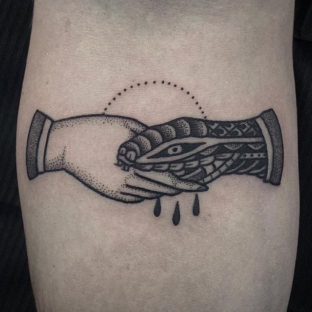 The Hand that Bites Snake Handshake Tattoos  Tattoodo