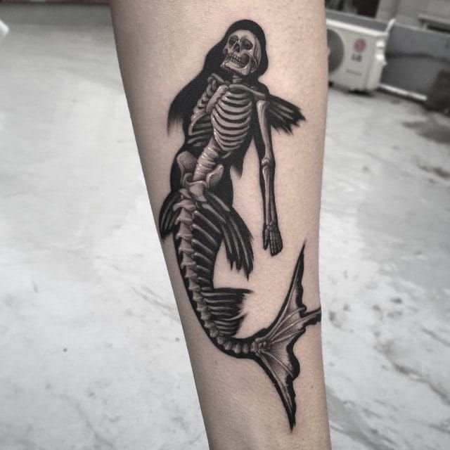 10 Haunting Mermaid Skeleton Tattoos  Tattoodo