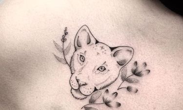 female lion face tattoo drawing