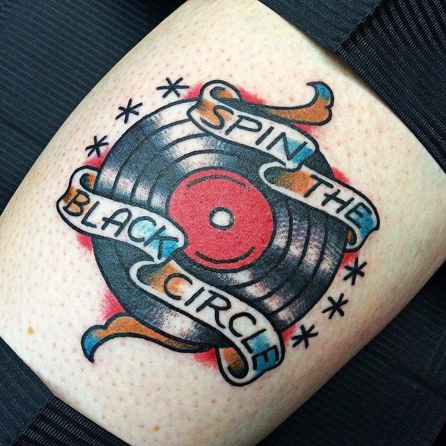Old School Forever With These Rad Vinyl Record Tattoos  Bright tattoos Dj  tattoo Tattoo styles
