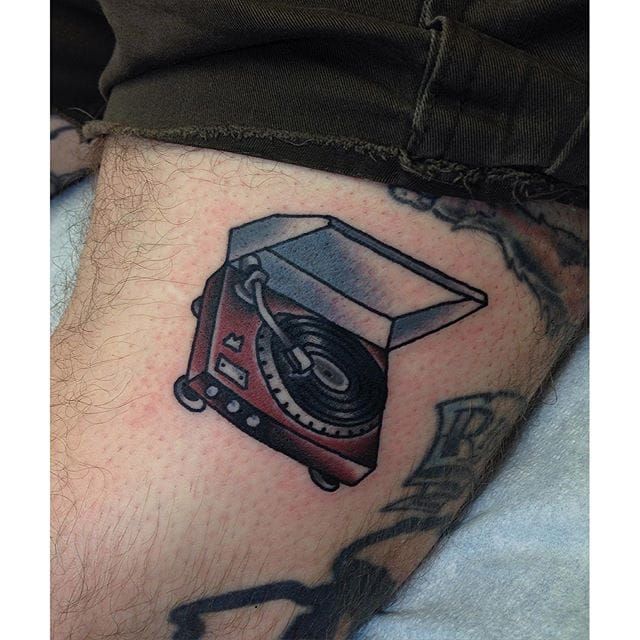record player roses traditional tattoo style illustratio  Flickr