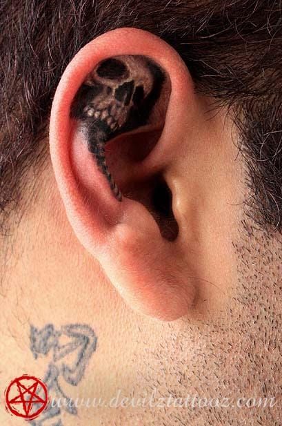 Top 101 Best Ear Tattoo Ideas  2021 Inspiration Guide  Ear tattoo  Tattoos for guys Skull tattoos