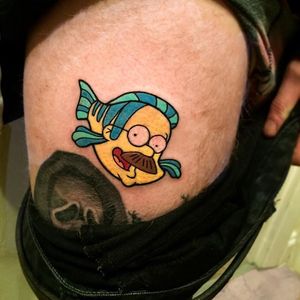 Ned Flounders Tattoo by Jordan Baker #NedFlanders #theSimpsons #SimpsonsTattoos #JordanBaker #Simpsons