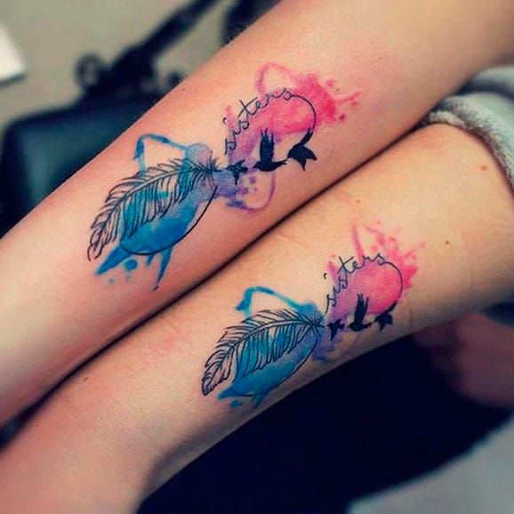 Photo by fionastyles on Instagram  feathers feathertattoo  matchingtattoo sisters sistertattoo colortatt  Matching tattoo Sister  tattoos Feather tattoo