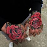 Hand rose tattoos by Matt Webb #MattWebb #rose #neotraditional #roses