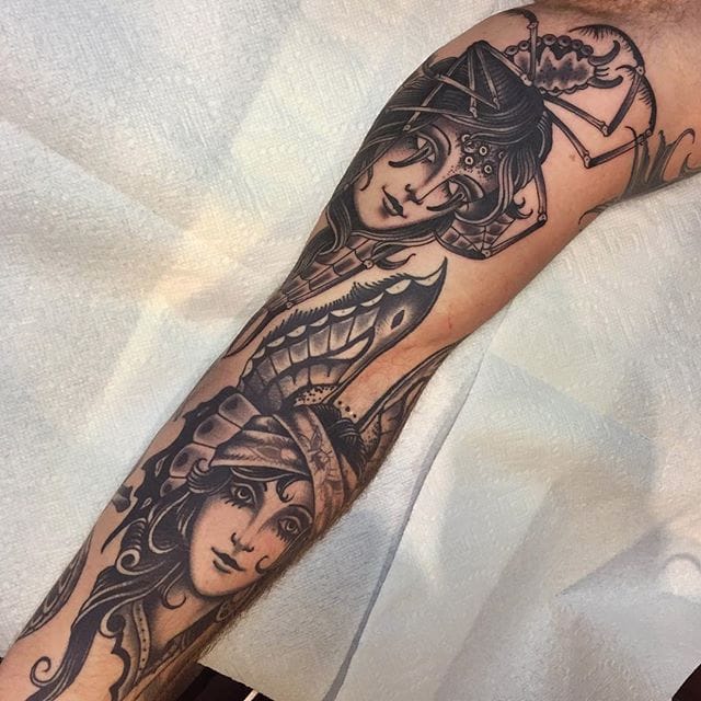 Tattoo by Herb Auerbach via @herbxauerbach #ladyhead #traditional #lady #girlhead