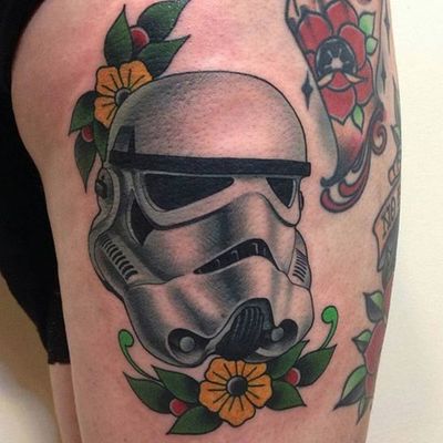 Star Wars tattoo by Jim Sylvia via @jimsylviatattoo #stormtrooper #starwars #mayfourth #portrait #JimSylvia