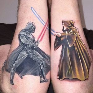 Star Wars tattoo via @davidcorden #DavidCorden #starwars #darthvader #obiewan