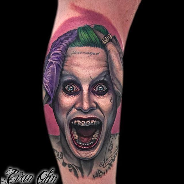 12 Tormenting Jared Leto Joker Tattoos  Joker tattoo Tattoos for guys  Calf tattoo