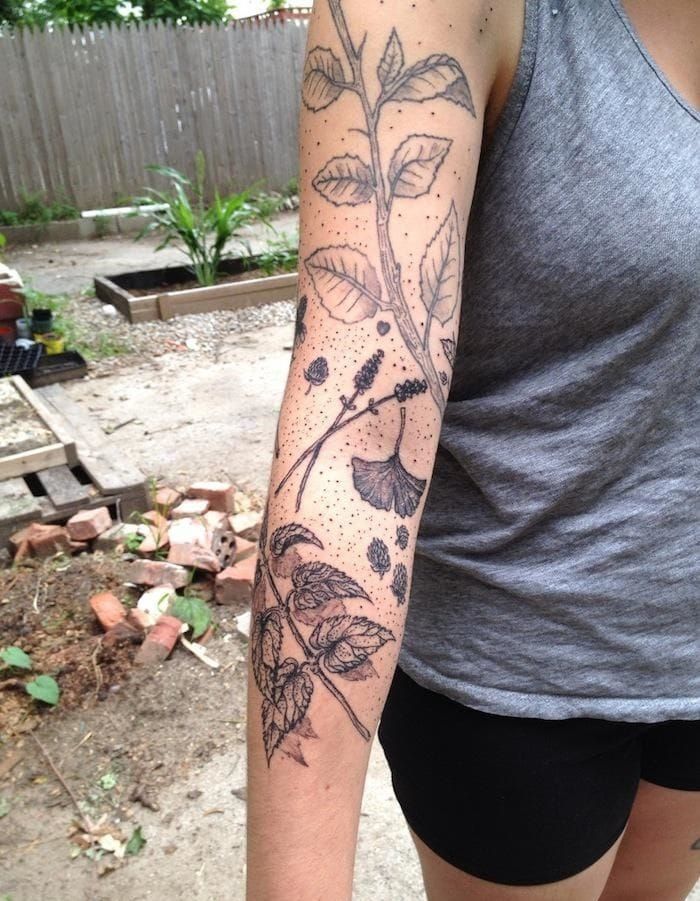 Botanical themed sleeve  Sleeve tattoos for women Sleeve tattoos Leg  tattoos women
