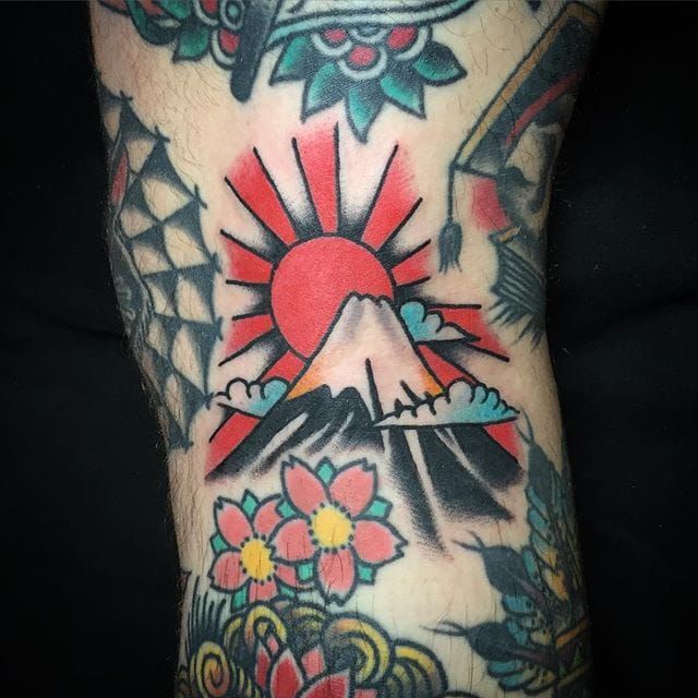Arm Japanese Wave Mountain Tattoo by Pioneer Tattoo