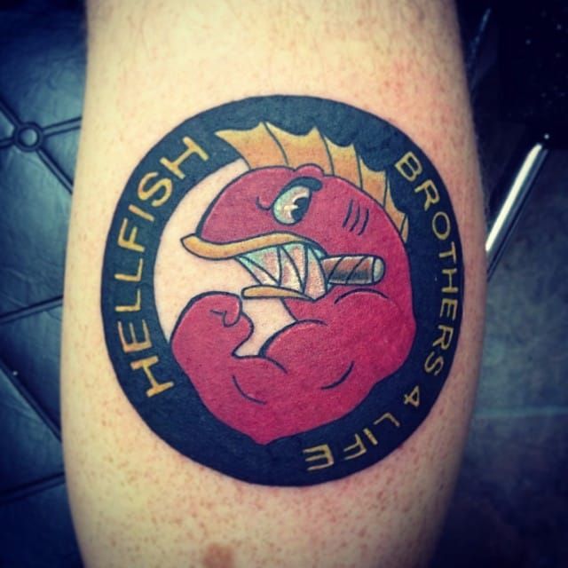 I know Im not the first or last but heres my Flying Hellfish tattoo I  got last night  rTheSimpsons