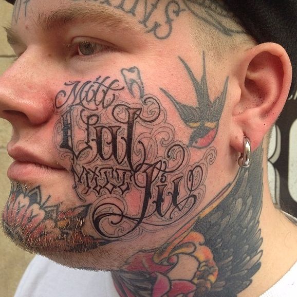 Hardcore Lettering Tattoos For Your Face • Tattoodo