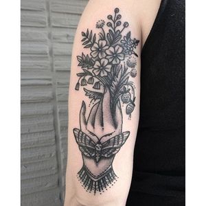 Bouquet tattoo by Holly Chelsea Jane. #bouquet #flower #blackandgrey #hollychelseajane