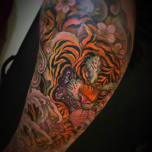 Magnificent tiger tattoo by Chris Crooks. #chriscrooks #tiger #japanesestyle #japanese #animal