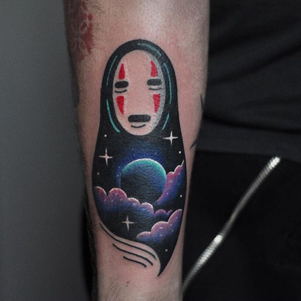 Wottos Ink Tattoo Studio  NoFace カオナシ Kaonashi lit Faceless is a  spirit in the Japanese animated film Spirited Away He is shown to be  capable of reacting to emotions and ingesting