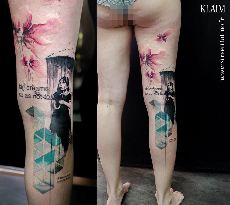 French graphic artist Klaim gave his own version of the girl with the umbrella.
