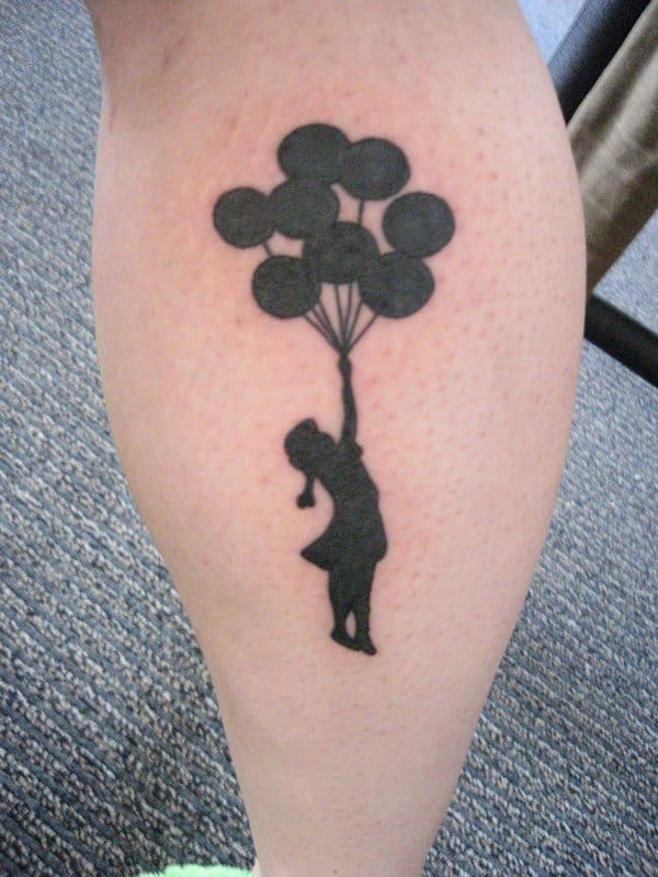 The famous Gaza wall painting by Banksy turned into a tattoo at Trueart in Santa Cruz.