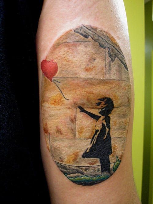 Love the wall's texture in this tattoo by Daniel Forrester.