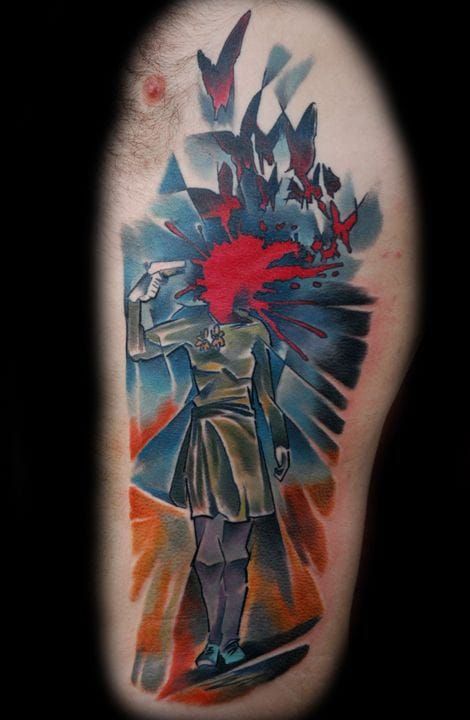 A personal version by famous graphic tattoo artist Bugs.