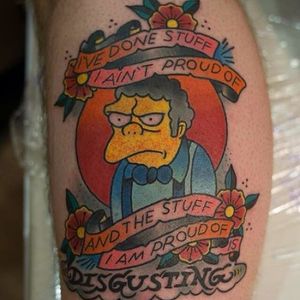 Moe Szyslak Tattoo by Roxy Ryder #MoeSyzslak #MoeSzyszlakTattoo #SimpsonsTattoos #TheSimpsons #Simpsons #SpringfieldTattoos #RoxyRyder