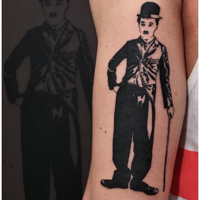 This is the Charlie Chaplin tattoo I did on Sunday at