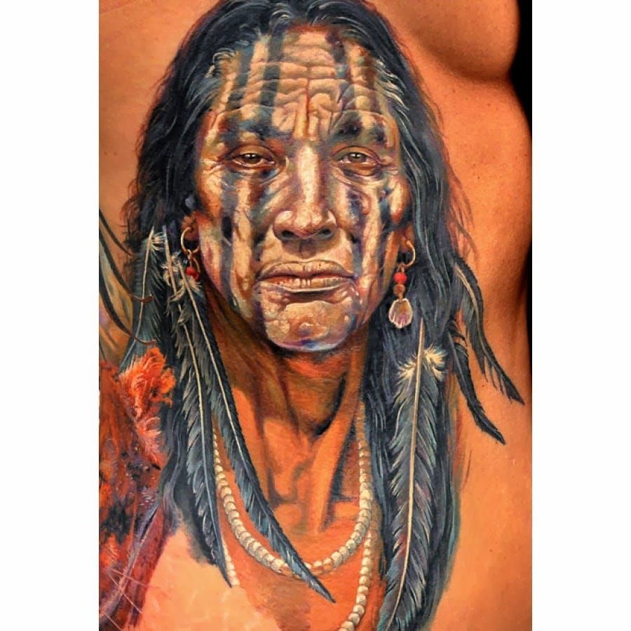 Chief Knockahoma  Portrait tattoo, Tattoos, Portrait