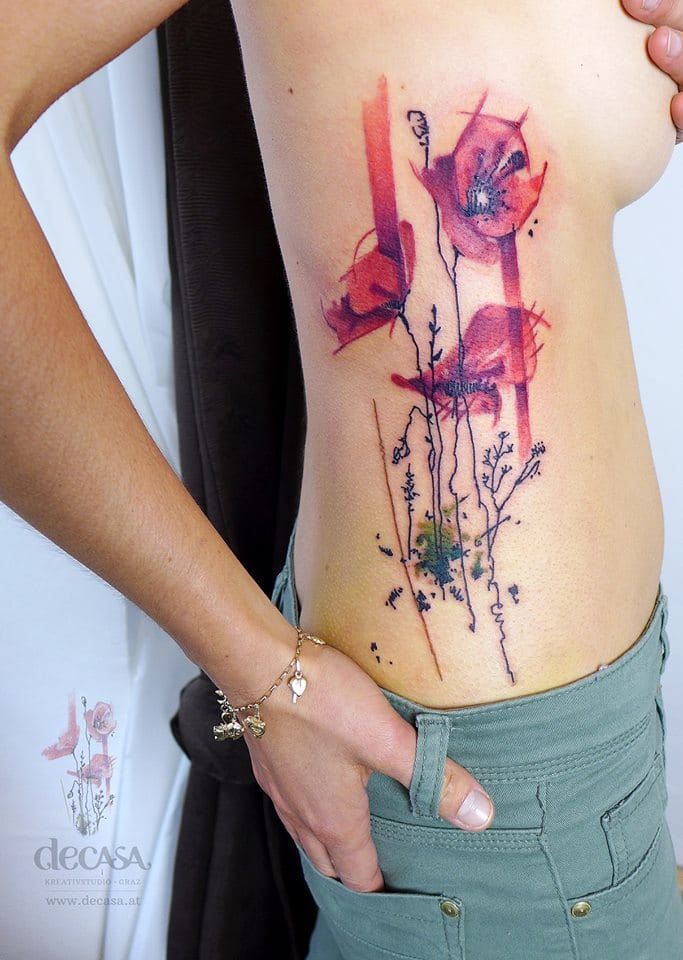 Interresting watercolor tattoo by Carola Deutsch.