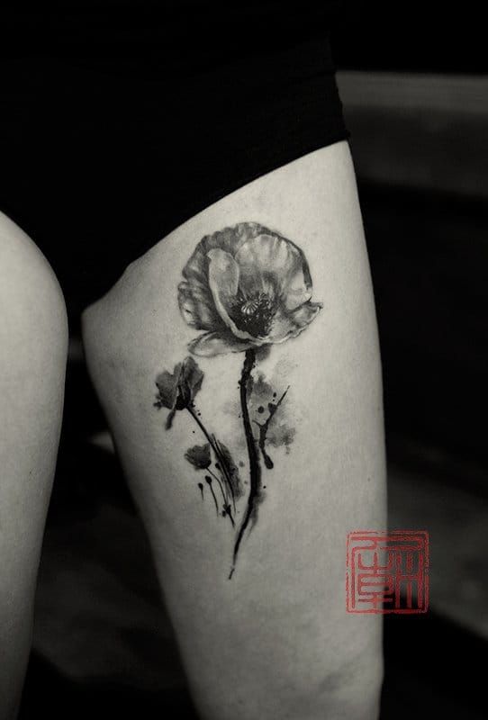 Update 75+ black and white poppy tattoos best - in.cdgdbentre