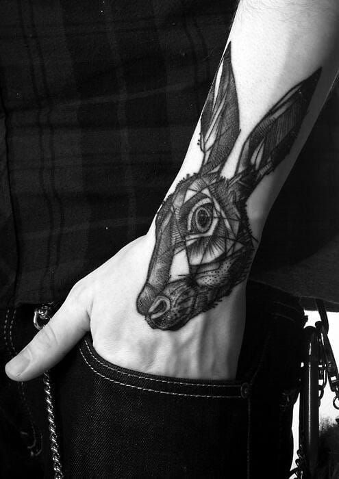 Hare on the hand by Peter Aurisch.