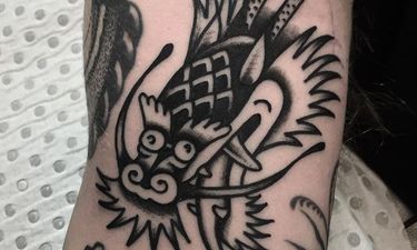 8 Solid Blackwork Dragon Head Tattoos • Tattoodo