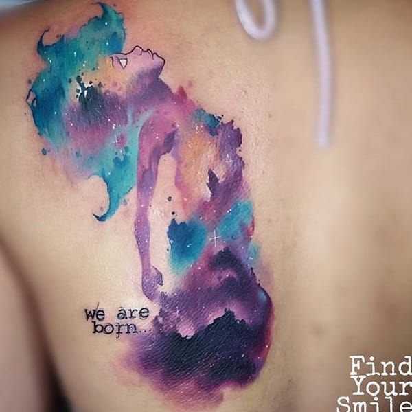 Tattoo uploaded by Claire  By AdrianBascur watercolor galaxy space  watercolortattoo cassette cassettetape nebula  Tattoodo
