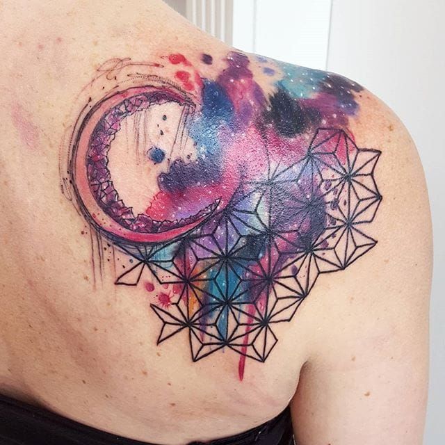 Refreshed a 2000s star tattoo last week brought it into the new decade  with some galaxy watercolors Check me out yestattooshurt here on insta  and fb Shop is Kings Ink in Acton