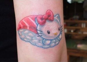 Aww look! A Sushi Kitty! by Stacey Martin, Dovetail Tattoo (Austin, Texas)