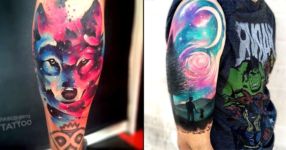 10 Spectacular Watercolor Galaxy Tattoos • Tattoodo