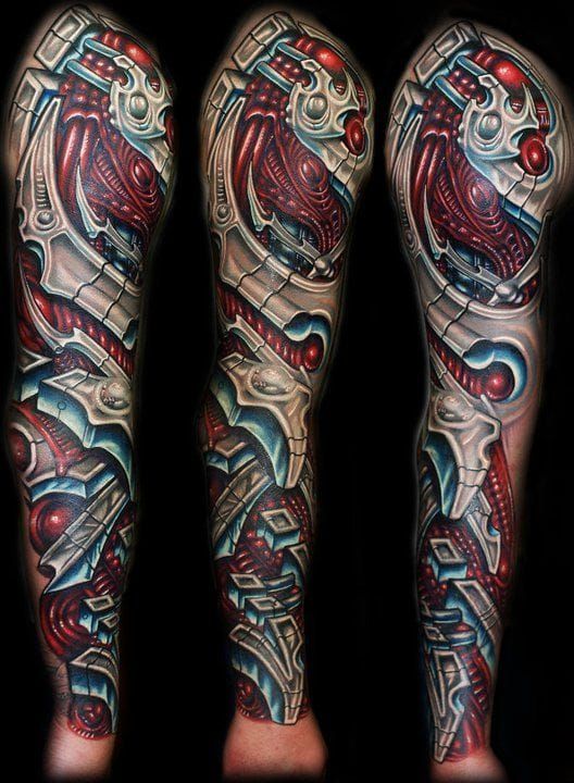Inkden Tattoo Studio and Laser Removal Clinic  Biomechanical realistic 3d  zbrush bicep arm done by Shamack This is part of a full sleeve design  which Shamack has been working on in