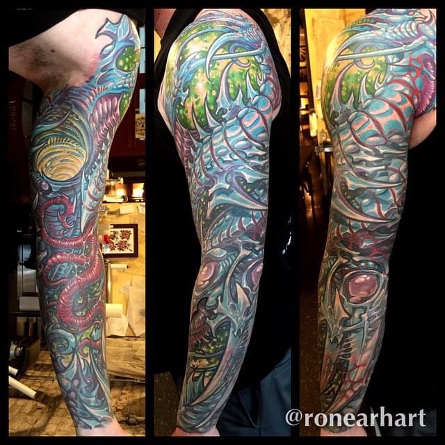 Biomech arm sleeve in progress by Ron Earhart using Neuma Tattoo Machi   TikTok