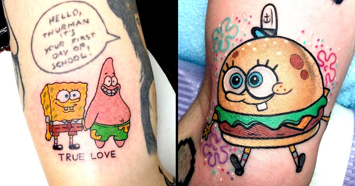 spongebob and patrick hugging tattooTikTok Search