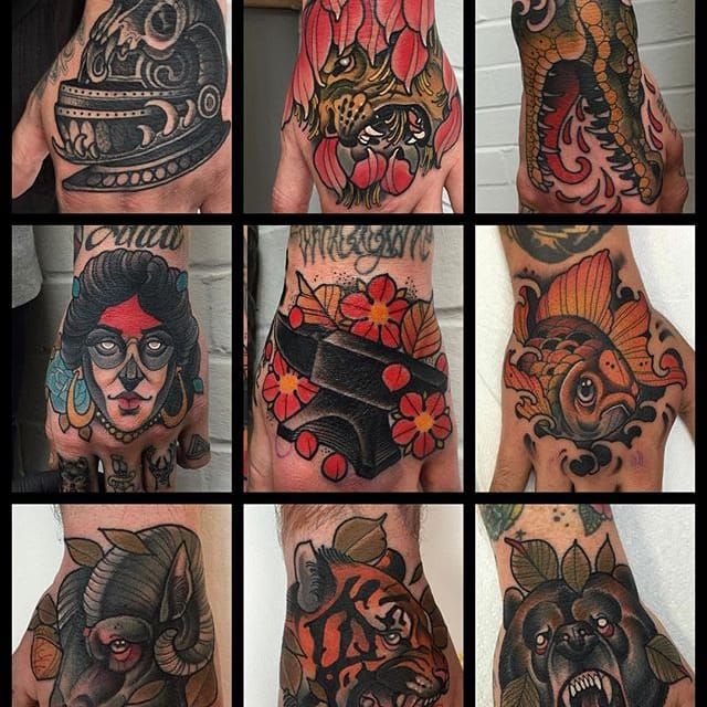 American traditional tattoos on the hand  Tattoogridnet