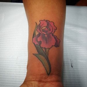 Simple traditional style iris tattoo by Jen White. #traditional #flower #iris #JenWhite #floral
