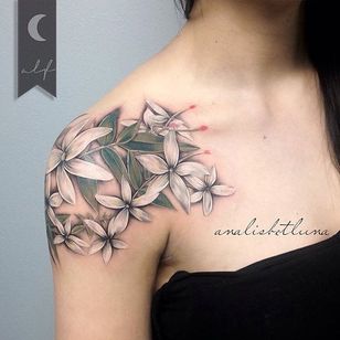 blue jasmine flower tattoo