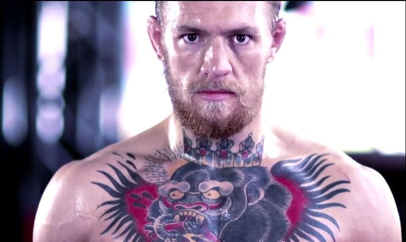 UFC fighter Conor McGregor shows his love of gorillas with this traditional chest piece