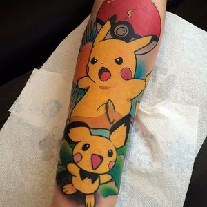Pikachu Tattoo by Matt Webb #pikachu #pikachutattoo #pikachutattoos #pokemon #pokemontattoo #pokemontattoos #pokemongo #nintendo #nintendotattoo #game #gamingtattoo #MattWebb