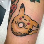 Pikachu Donut Tattoo by Christina Hock #pikachu #pikachutattoo #pikachutattoos #pokemon #pokemontattoo #pokemontattoos #pokemongo #nintendo #nintendotattoo #game #gamingtattoo #ChristinaHock