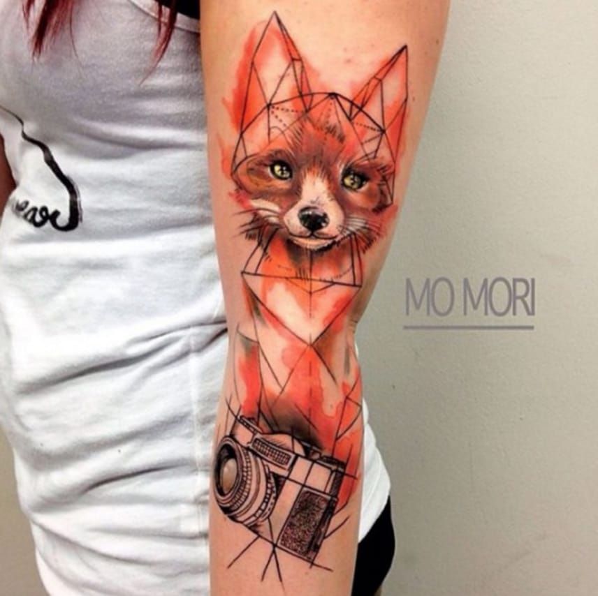 Geometric colorful fox tattoo  Tattoogridnet