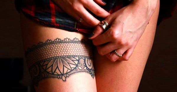 The Top 43 Garter Tattoo Ideas  2021 Inspiration Guide  Garter tattoo  Thigh garter tattoo Tattoos