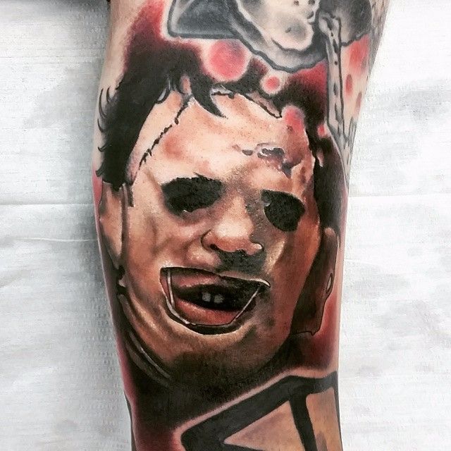 Travis Cadeau  Full horror sleeve in progress colortattoos  texaschainsawmassacre leatherface robzombie horrortattoo inked tattoo   Facebook