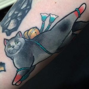 Neotraditional cat tattoo by Young Woong Han. #YoungWoongHan #neotraditional #cat #cattattoo #neo #neko